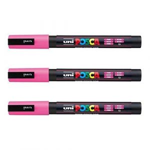Posca - Marqueurs PC-3 M Uni-Ball - Gamme compl&egrave;te de 40 couleurs disponibles (Lot de 3) rose (Ponera, neuf)