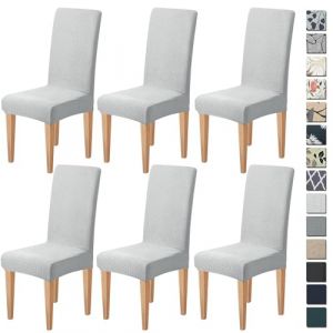 Dioxide Housses Chaise de Salle à Manger 6 Pieces Moderne Jacquard Housse de Chaise Extensible Couverture de Chaise Housse Chaise Scandinave pour Décoration Salon Cuisine Hôtel (Lightgrey/Gris Clair) (SANICULA S.R.L., neuf)