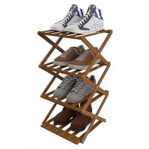 Meuble a Chaussures Exterieur Imperm&eacute;able,Meuble Chaussure Bois, Range Chaussure, &Eacute;tag&egrave;re &agrave; Chaussures Haute et &Eacute;troite for Entr&eacute;e, Dortoir, sous Le Lit,25*25*65cm (4) (Couleur bois gris fonc&eacute;) (Hechheu, neuf)