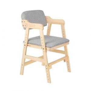 Chaise de salle &agrave; manger en bois pour enfants avec plateau - Chaise Enfant, Fabriqu&eacute; en bois de h&ecirc;tre, Avec ceintures de s&eacute;curit&eacute;, jusqu&rsquo;&agrave; 12 ans et 90 kg (48 x 46 x 78 cm &ndash; Gris) (Hechheu, neuf)