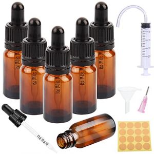 Nuts OT nuts Flacon pipette 10ml flacon verre ambr&eacute; 6 Pcs flacon compte gouttes compte goutte flacon huile essentielle vide Comprenant 5 Pi&egrave;ces d'accessoires (Guanghanzhai Trading, neuf)