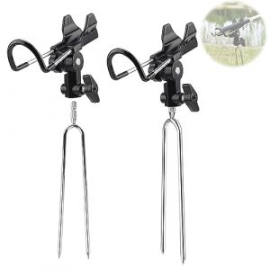 DBREAKS Support de Canne &agrave; P&ecirc;che, 2 pi&egrave;ces Porte Canne &agrave; P&ecirc;che Pour P&ecirc;che, Inox 360&deg; Support de Canne &agrave; P&ecirc;Che En R&eacute;Glable En Acier Inoxydable, pour la p&ecirc;che au bord (Noir) (AMIGOB, neuf)