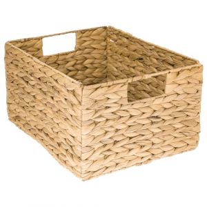 HMF panier de rangement, panier pliable tressé en jacinthe d'eau jonc de mer | taille L | 36 x 28 x 20 cm (hmf_shop, neuf)