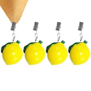 Dtoterul Poids Citron pour Nappe de Table 4 Pièce Pince Nappe Exterieur Poids Nappe Poids des Nappes avec Pince Poids de Nappe avec Force de Serrage Polyrésine Attache Nappe pour la Table Dressée (Dtoterul, neuf)