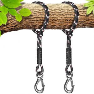 BeneLabel 2pcs Corde de Hamac, 50cm Sangle de Balançoire avec Crochet (400lbs) Arbre Suspension Materiel en Polyester Fauteuil Suspendu Fixation Kit, Jusqu'à 2500lbs, 10mm de Diamètre, Noir (besthouse, neuf)