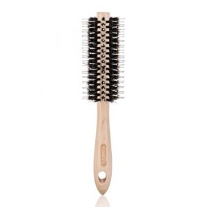 TITANIA Brosse ronde en bois • Brosse pour sécher et démêler • Brosse à cheveux ronde en bois • Brosse à cheveux en bois • Brosse de coiffage pour hommes et femmes • Poils de cheveux humains • Brosse (TITANIA Shop, neuf)