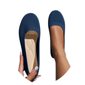 Ballerines Femme Confortable Chaussures Orthopédiques Ete Chausson De Danse Ballerine Fille Confort Chic Plates pour Femmes Chaussure Et Elegante Petit Talon Escarpins Bleu Marine,1-Marine,37 (aodsko, neuf)