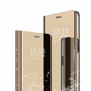 RanTuo Coque Compatible avec Honor X9c/Magic 7 Lite/X60 Pro, Miroir Translucide + Rabat Intelligent Cuir PU, avec Support, Housse Compatible avec Honor X9c/Magic 7 Lite/X60 Pro.(Or) (RanTuo, neuf)