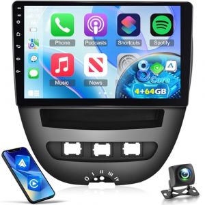 [8 Core 4+64G] Autoradio Android pour Peugeot 107 / Citroen C1 / Toyota Aygo 2005-2014 avec Carplay et Android Auto - 10.1 inch IPS Touchscreen Car Radio - DSP WiFi GPS Split Screen Voice Assistant (Tianju-EU, neuf)