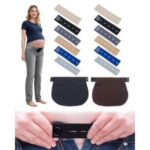 HUVZOR 14 PCS femme enceinte,Extenseur Pantalon Ajustables pour Femmes Enceintes Extensions de Bouton Pantalon &eacute;lastique de Maternit&eacute; Extension de Ceinture R&eacute;glable pour Hommes Jeans Pantalons (Volumetech OU, neuf)