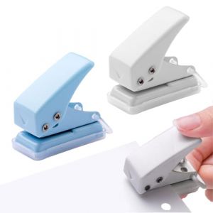 2 Pcs Perforatrice 1 Trou,Mini Perforatrice,Perforeuse 1 Trou,8 Feuilles en Une Seule Fois,Convient pour le Bureau,l'&eacute;cole et les Projets de Bricolage (Blanc Bleu) (HengShuiPingPaiShangMaoYouXianGongSi, neuf)