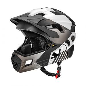 ROCKBROS Casque de Vélo Enfants, Casque Enfant Vélo Intégral, Casque Complet de BMX VTT Détachable Respirant Anti-Choc Protection Amovible CE, Taille M pour Garçons Filles 3 à 15 Ans Noir Blanc (RockBrosbike, neuf)