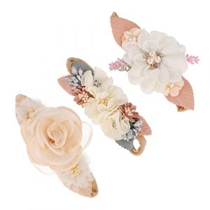 HAPINARY 3 Pièces Strass Nylon Bandeau Fille Bandeau Coiffure Infantile Fleur Bandeau Floral Bandeau Fille Fleur Bandeau Fille Bandeau Fille Cheveux (Gan Gardner, neuf)