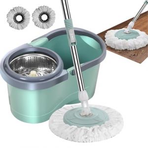 Kit Balai Serpillère Et Seau Essoreur, Ensemble De Balai À Plat avec Seau, Balai Serpillère Essoreur avec Seau 2 Compartiment, Ensemble Seau Et Balai De Nettoyage Sol Pro (qinxie, neuf)