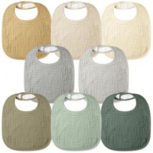 bearmoss Bavoirs B&eacute;b&eacute; Bebe 8 Pi&egrave;ces Nouveau N&eacute; Coton Bavoirs,100% Coton R&eacute;glables Doux Pour Gar&ccedil;ons et Filles (Gris-vert) (fandoll, neuf)