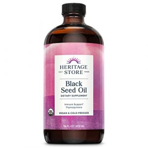 Heritage Store Black Seed Oil Certified Organic, Oil, Natural 16 oz (Karowi, neuf)