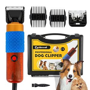 CGOLDENWALL Tondeuse Électrique à Chien/Chat 200W – Câble 3m, Lames Acier Titane/Céramique, Manche Bois Acajou Sûr – Pour Lapins/Autres Animaux, Vitesse 2000-6000tr/min (Cgoldenwall  Store, neuf)