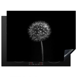 KitchenYeah&copy; Protege Plaque Tapis Pour Induction 71x52 cm Deco Cuisine Protection Vitroc&eacute;ramique Pour Cuisiniere Pissenlit - Noir - Fleurs - Botanique (KitchenYeah, neuf)