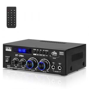 BT-398A Amplificateur Audio, Amplificateur Bluetooth 5.0 2.0 canaux 60Wx2 Mini Amplificateur Haut-parleurs Amplificateurs de Son num&eacute;riques avec Radio FM USB SD Card pour syst&egrave;me Audio Home cin&eacute;ma (Sikkeby-FR, neuf)