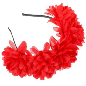 UKCOCO Serrage-T&ecirc;te de Mari&eacute;e en Tissu Rouge Grosse Fleur Bandeau &agrave; Fleurs pour Coiffure de Mariage et Saint-Valentin Accessoire Cheveux L&eacute;ger et Confortable pour F&ecirc;te et C&eacute;r&eacute;monie (Gaporgira, neuf)