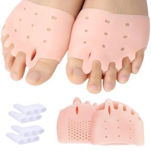 2 Paires Séparateur D'Orteils Gel et 2 Paires Coussinet Plantaire, Protection En Silicone À Trois Trous, Manchon D'Orteil Avec Coussinets Métatarsiens Coussin D'Avant, Coussin Gel Pieds (zhijiangshangnigongsi, neuf)