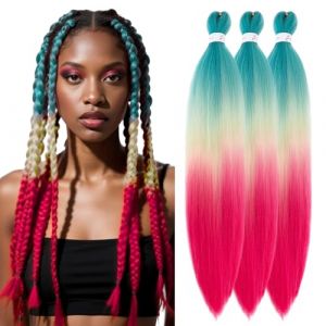 S-noilite EZ Braids Extensions de cheveux pré-étirées faciles à tresser pour crochet Box Twist Braids Ombre Yaki synthétiques Réglage de l'eau chaude, 66cm 3 paquet 283g,Blond cendré à blond décoloré (EU Fancy Activestyle, neuf)