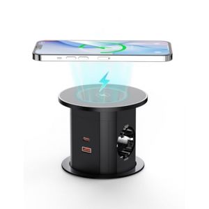 Multiprise encastrable 2 Prises, Multiprise Automatique Pop-up pour Plan de Travail avec Charge sans Fil 15W, Multiprise escamotable avec 2 USB-C (PD 20W), 2 USB-A pour Cuisine et Bureau, D 85 (Airmom, neuf)