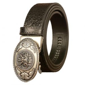 WRJAHCG Ceinture Homme, Ceinture Cliquet de CowBoy Western, Ceinture en Cuir avec Tête de Dragon Boucle Ovale en Alliage Ceinture à Motif Crocodile,Black b,120CM/47.3'' (ShanXiRongGouDianZiShangWuYouXianGongSi, neuf)