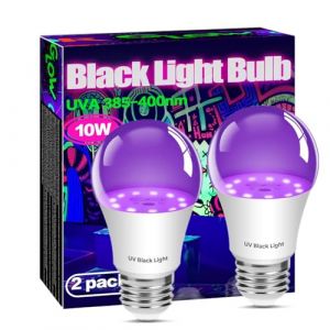 Lot de 2 Ampoule LED UV 10W, E27 Ampoules Lumi&egrave;re Noire Lampe, 220-240 V Lampe LED Ultraviolet, UV-A LED Lampe Noire pour Halloween No&euml;l Soir&eacute;e Anniversaire Poster Fluorescente Blacklight Party Effet (FUQILIGHT, neuf)
