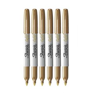 Sharpie Marqueurs permanents m&eacute;tallis&eacute;s - Pointe fine - Dor&eacute; - Lot de 6 (Famica FR, neuf)