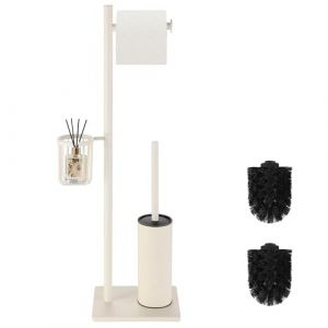 DAZI Ensemble Brosse Toilettes WC et Porte Papier en Acier Inoxydable,Brosse WC et Panier de Rangement 3 en 1, Porte Rouleau au Sol au Design Minimaliste et Gain de Place (Blanc) (DAZI OFFICIAL SOTRE, neuf)