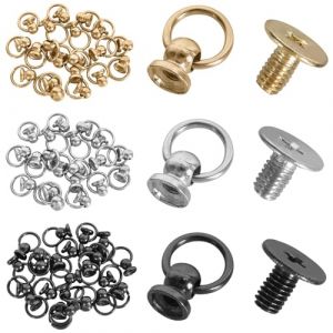 60 Pièces Rivets avec Anneau en Métal, 8 mm Rivet à Anneau en O Goujon, Rivet Artisanal avec Anneau Vis à Tête Ronde, Rivets Métalliques DIY, pour Sacs, Ceintures, Sacs à Main, Bracelets en Cuir (Shininght, neuf)