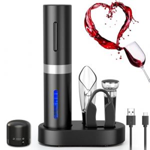 ZOYIDOUX Tire bouchon &eacute;lectrique rechargeable 7 en 1 Coffret Cadeau, Ouvre Bouteille avec Socle de Chargement,Coupe-Capsule, A&eacute;rateur de Vin, Bouchon en silicone sous vide, Bouchon de vin, C&acirc;ble USB (ZOYIDOUX, neuf)