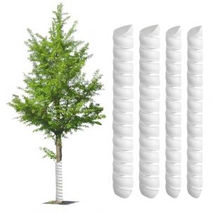 Fatiya Lot de 4 protecteurs de Tronc d'arbre en Spirale, 2 Tailles, Protection d'arbre en Plastique Blanc, Tube d'enveloppe d'écorce d'arbre pour protéger Les semis de Plantes des Cerfs, Lapins, Chat (TINGPENG, neuf)