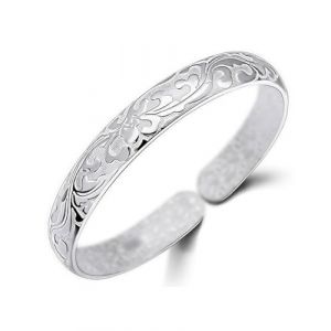 KGDUYC 1 bracelet jonc plaqu&eacute; argent, r&eacute;glable, &eacute;l&eacute;gant bracelet nuage, bracelet en argent pour femme, cadeau de bijoux pour femmes, filles, anniversaire de femme pour femmes et filles (argent) (Qertyias O&Uuml;, neuf)
