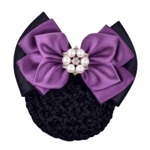 Couvre-chignon pour femme - Filet à cheveux avec nœud en satin - Accessoire de coiffure pour infirmière et travailleuse - Violet (whxinmeirun, neuf)