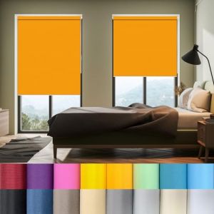 Store Enrouleur Occultant 50 x 90 cm Store Enrouleur Opaque, 100% Store Occultant Portable Facile à Montage, Protection de Privée pour Chambre, Bébé Chambre, Bureau, Orange (LvLiangBaiNingDianZiShangWuYouXianGongSi, neuf)