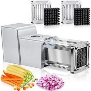 Electrique Coupe Frite, Sopito Coupe Frites Electrique avec lames de 9 mm et 12 mm, Decoupe Frite &Eacute;lectrique pour Pommes de Terre, Concombres, Courgettes, Carottes, Oignon, Argent (Sopito, neuf)