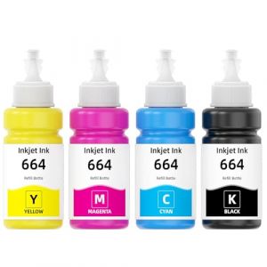 T664 664 Encre Compatible pour Cartouche Encre Epson 664 Multipack pour Epson EcoTank ET-2500 ET-2550 ET-2600 ET-2650 ET-4500 ET-14000 ET-15000, L100 L110 L350 L355 L365 L455 L1300 (HongYuan-EU, neuf)