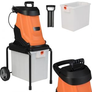 RELAX4LIFE 2800W Broyeur V&eacute;g&eacute;taux et Branches Silencieux 2-EN-1 avec Bac 50L, 2 Roues de Transport, Ratio de Broyage 15:1, Broie Jusqu'&agrave; 45mm pour Compost D&eacute;chets Verts (Orange) (RELAX4LIFE, neuf)