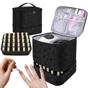 Yidueace &Eacute;tui de rangement pour vernis &agrave; ongles, sac de rangement pour vernis &agrave; ongles | &Eacute;tui de transport pour porte-vernis &agrave; &agrave; 2 couches avec &eacute;tui pour s&egrave;che-ongles,Peut contenir 30 (Clothing Appearance, neuf)
