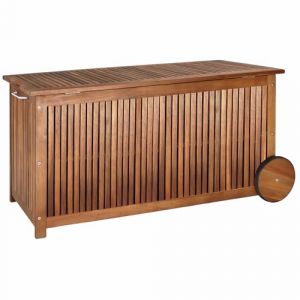 Casaria&reg; Coffre de rangement en bois 350 L roues poign&eacute;e capacit&eacute; charge couvercle 160 kg b&acirc;che int&eacute;rieure Jardin Malle (DEUBA-FR, neuf)