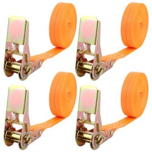 WOPPLXY Lot de 4 Sangle a Cliquet de 800kg, Sangles d'Arrimage 8 m Long 25 mm de Large, Sangle Moto pour D&eacute;m&eacute;nagement, Camping, Moto, V&eacute;lo (WOPPLXY, neuf)
