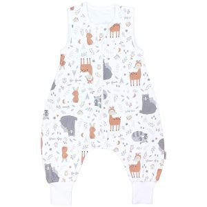 TupTam Gigoteuse à Pied – Turbulette Bébé Été Légère 0.5 TOG, Coton OEKO-TEX, Cerf Lapin Ours Raton laveur Gris Beige, 68-74 (LotteStyle, neuf)