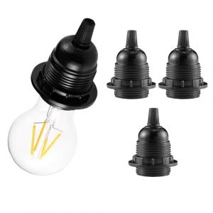 3pcs Douille E27 Noir,Douille E27 a Visser en Plastique,Abat-jour Bague Connecteur Adaptateur Base,Support de Lampe de Rechange,pour Lampe de Table,Lampadaire ou Plafonnier ﻿ (XinKShangMao, neuf)