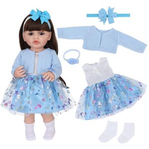 Lot de 5 v&ecirc;tements de poup&eacute;e pour poup&eacute;e de 50 &agrave; 55 cm - Bleu mignon - 50-55 cm - Robe en tulle avec veste - Jupe en tulle avec motif papillon - Bandeau &eacute;lastique &agrave; cheveux - Cadeaux pour filles et (luoyong-EU, neuf)