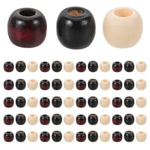 EPIGEIST 60 Pi&egrave;ces Lot de 60 Perles &agrave; Gros Trou 8 MM pour Dreadlocks, Accessoires pour Cheveux en Imitation Bois, Kit DIY pour Tresses et Bijoux d'Espacement, L&eacute;g&egrave;res et Adapt&eacute;es aux (Laimmde, neuf)
