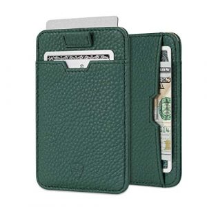 Vaultskin Porte-Cartes Homme en Cuir &ndash; Portefeuille avec Protection RFID, &Eacute;tui Cartes Bancaires & Cr&eacute;dit, Carte RFID Blocker, Mini Portefeuille Slim Homme (Vert Mat, Chelsea) (Vaultskin, neuf)