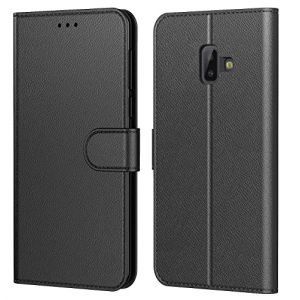 Tenphone Etui Coque pour Samsung Galaxy J6 Plus 2018, Protection Etui Housse en Cuir Portefeuille,[Livre Horizontale],[Emplacements Cartes],[Fonction Support],pour (Galaxy J6+ (6,0 Pouces), Noir) (ADHLINE (Expédié depuis France), neuf)