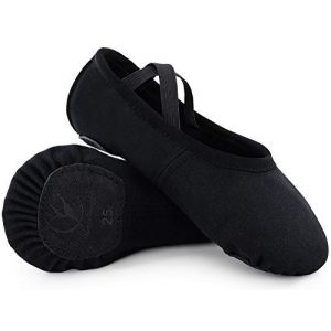 Chaussures de Danse Classique Chausson de Danse Toile Demi Pointe Pantoufle de Ballet Chaussure de Ballet pour Fille Enfants Femme (Noir, Numeric_41) (eledance, neuf)